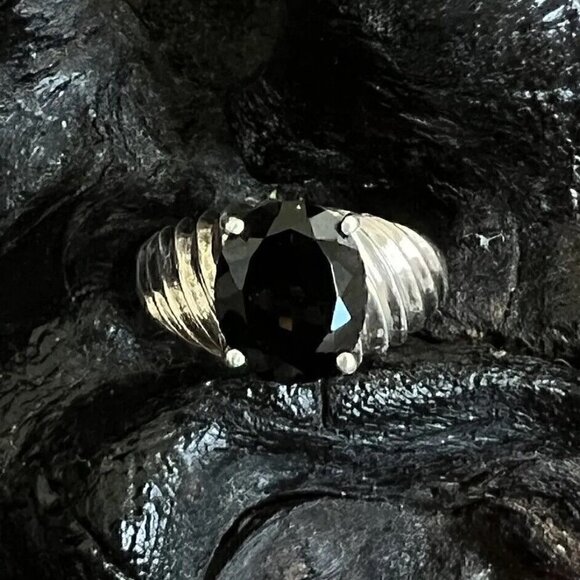 Vintage Clyde Duneier 3.63 ct Oval Smoky Quartz Ring Size 9 Sterling Silver CID - Picture 2 of 13